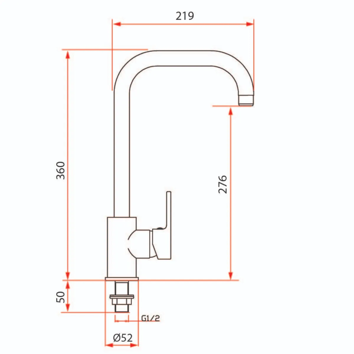 Rubine Premio 2444C Sink Cold Tap - view 2